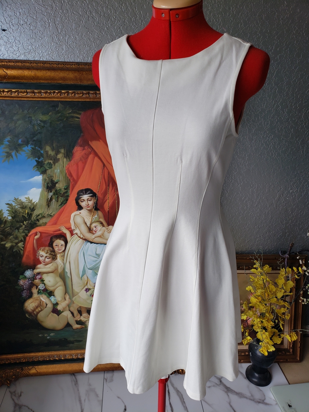 Monteau White Sleeveless A-Line Mini Dress